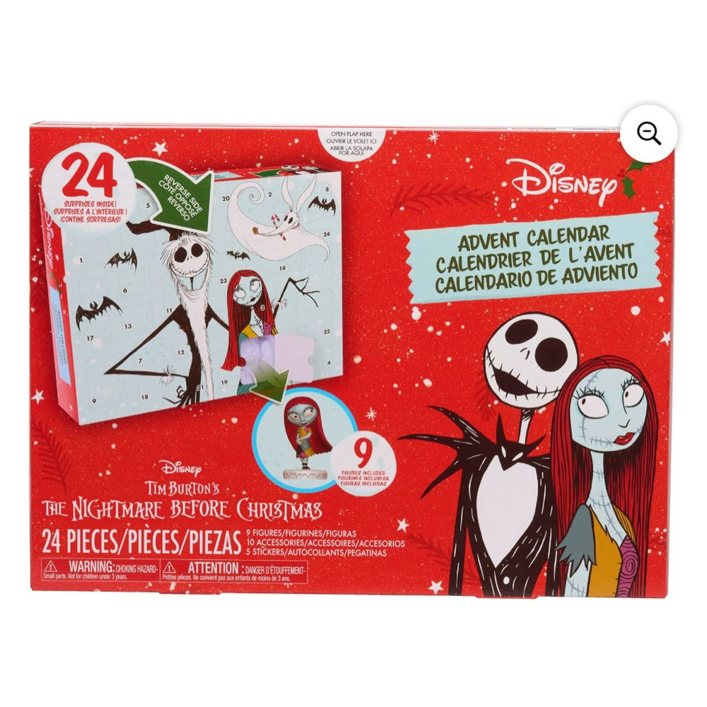 NEW Disney Nightmare Before Christmas Advent Calendar One Size Red Black